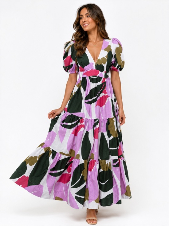 Boden Dresses & Skirts - Boden Floral Tiered Maxi Dress in Lavender, Olive & Pink